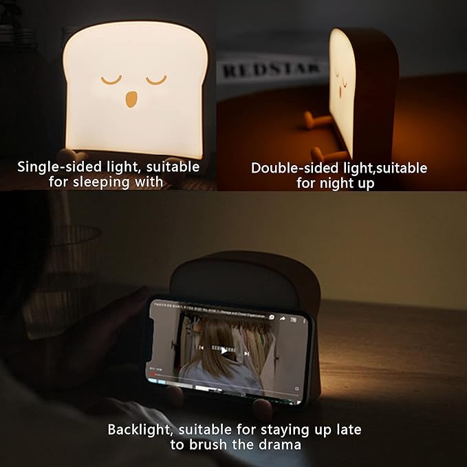QANYI Cool Toast Bread Night Lamp, Desk Lamp Gifts for Women, Teen Girls & Adults - Men's Christmas & Graduation Gift Ideas