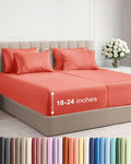 Extra Deep Split King Sheet Set - 7 Piece Breathable & Cooling Sheets - Hotel Luxury Bed Sheets Set - Easy & Secure Fit - Soft, Wrinkle Free & Comfy Sheets Set - Coral Sheet Set w/Extra Deep Pockets