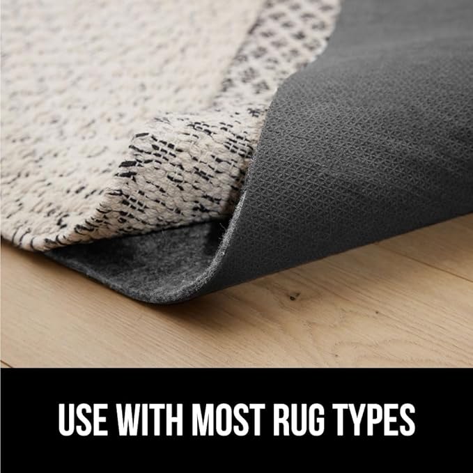 GORILLA GRIP Felt and Natural Rubber Stay in Place Slip Resistant Rug Pad, 1/4in Thick, 6x9 FT Protective Padding Under Area Rugs, Cushioned Gripper Pads, Carpet Runners, Hardwood Floors Protection