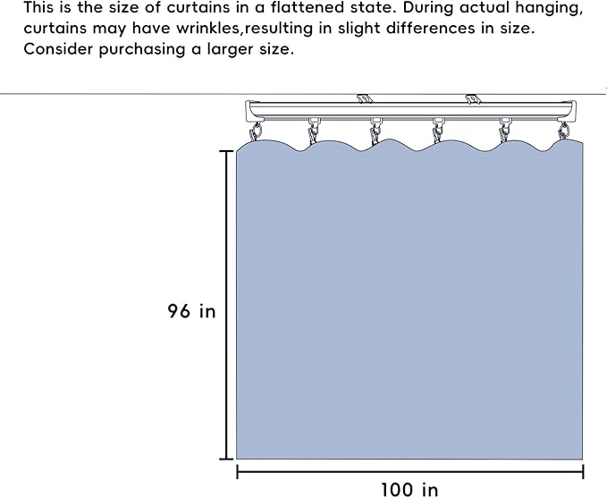 Room Divider Ceiling Mounted Curtains Track Sets Extra Wide Blackout Curtain Flexible Tracks for Bedroom Privacy Partition Separator, 1 Panel Grey Drape and White Rail, W8.3 x H8ft