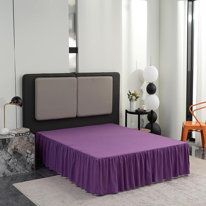 Bed Skirt Full Size Ruffled Bed Skirt with Split Corners, Full Bed Skirt 14 Inch Drop, Full Size Bed Skirt Grape for Ruffled Bed Skirt with Split Corners, Bed Skirts Full Size
