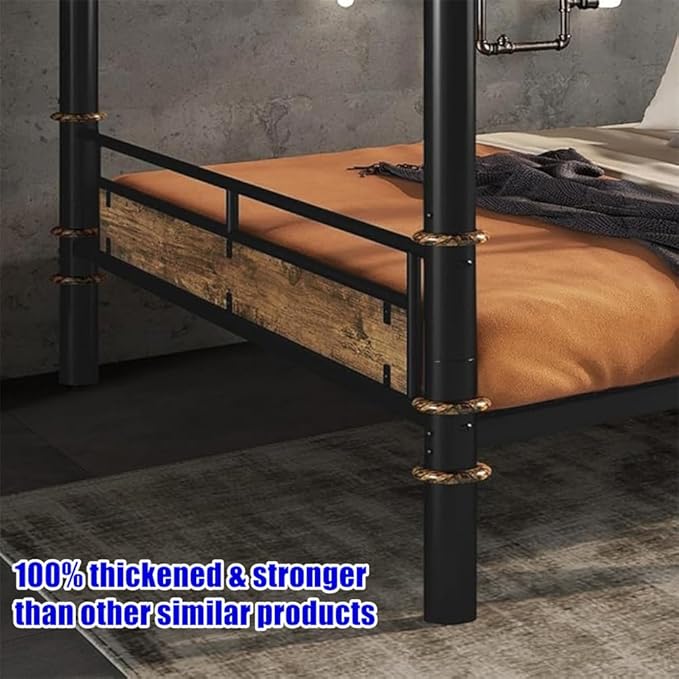 Higher Quality & Stronger Heavy Duty Metal Bunk Bed Frame Queen Over Queen Size for Adults Teens, Thickened More Stable Steel Bunkbed (Queen Over Queen)