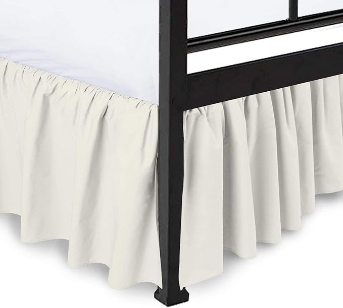 Ruffled Bed Skirt with Split Corners, Ivory, Full 18 Inch Drop Bedskirt, Hotel Quality Brushed Microfiber Wrinkle Free Dust Ruffle Bed Skirt Full Size