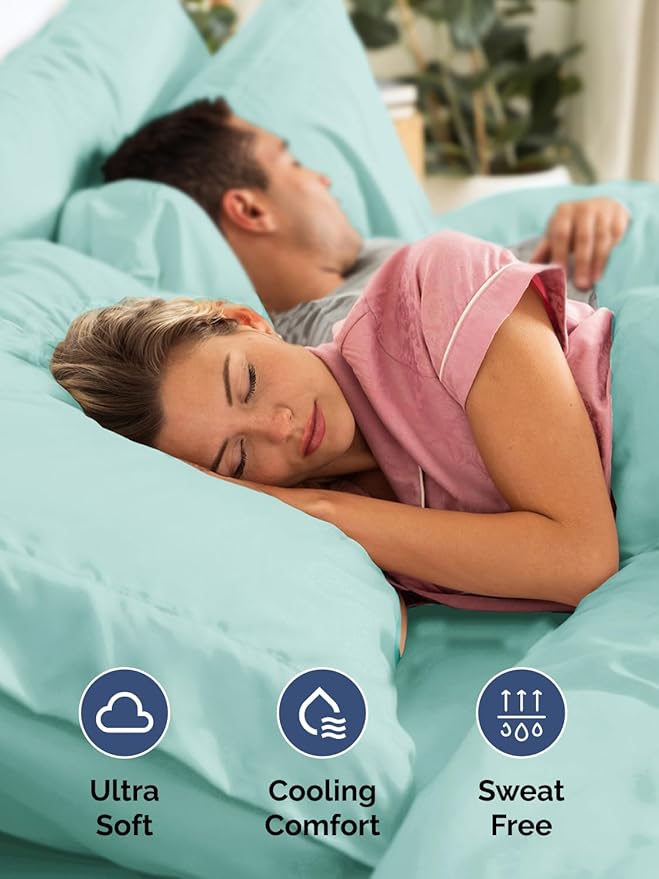 Extra Deep Split King Sheet Set - 7 Piece Breathable and Cooling Sheets - Hotel Luxury Bed Sheets Set - Easy Fit - Soft, Wrinkle Free and Comfy Sheets Set - Spa Blue Sheet Set with Extra Deep Pockets