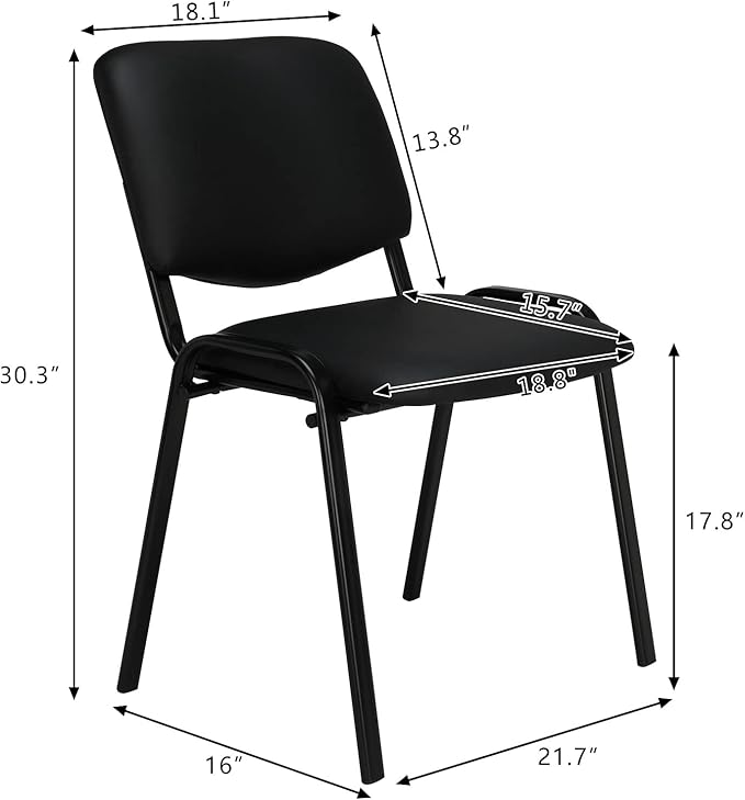 VINGLI Waiting Room Chairs, 5-Pack PU Church Conference Stackable, Office Guest Chairs & Reception Stacking Chair for Meeting Room, Office Lobby, Simple&Space-Saving