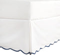 HIG Off-White Chic Twin XL Bed Skirt - Easy Fit Scallop Edge Pleated Bedskirts, 14 Inch Drop Anti-Slip Dust Ruffle, Thick Fabric for Enhanced Privacy, Pre-Washed for Long-Lasting Use(N60022)