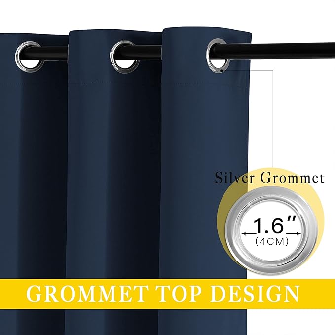 NICETOWN Bedroom Window Blackout Curtain Panel - Thermal Insulated Blackout Drape/Drapery for Loft, Guestroom (Navy, 1 Panel, 80 x 84 inch)