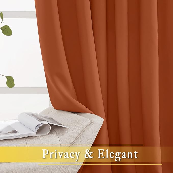 NICETOWN Room Divider Curtain 84 inch Length, Grommet Privacy & Noise Reducing Room Divider Thermal Insulated Window Drape for Sliding Glass Door (1 Panel, Burnt Orange, W80 x L84)