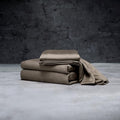 LUXOME Luxury Sheet Set | 100% Rayon (Viscose) from Bamboo | Split King - Truffle | Deep Pockets | 5-Piece Set (2 Fitted, Flat, 2 Pillowcases)