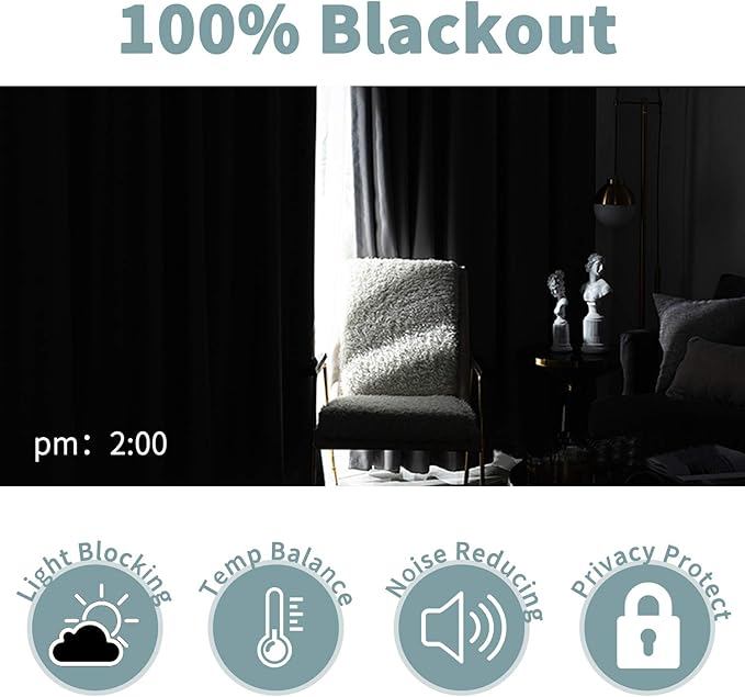 BGment Thermal Insulated 100% Blackout Curtains for Bedroom with Black Liner, Double Layer Full Room Darkening Noise Reducing Grommet Curtain (52 x 72 Inch, Beige, 2 Panels)