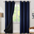 BGment Thermal Insulated 100% Blackout Curtains for Bedroom with Black Liner, Double Layer Full Room Darkening Noise Reducing Grommet Curtain (38 x 84 Inch, Navy Blue, 2 Panels)