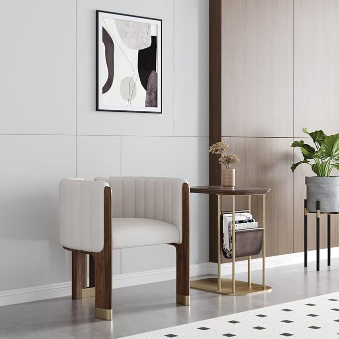 homary Velvet Fluted Accent Chair for Living Room with Wood Frame, High Resilience Foam, Elegant Modern Armchair (White)