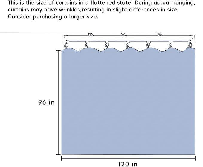 Room Divider Ceiling Mounted Curtains Track Sets Extra Wide Blackout Curtain Flexible Tracks for Bedroom Privacy Partition Separator, 1 Panel Black Drape and White Rail, W10 x H8ft
