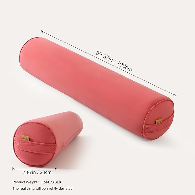 Body Pillow for Adults – Long Bolster Pillow for Bed, Round Cuddle Pillow, Full Support for Side Sleepers,39.37 x 7.87 Inches,Coral Peach