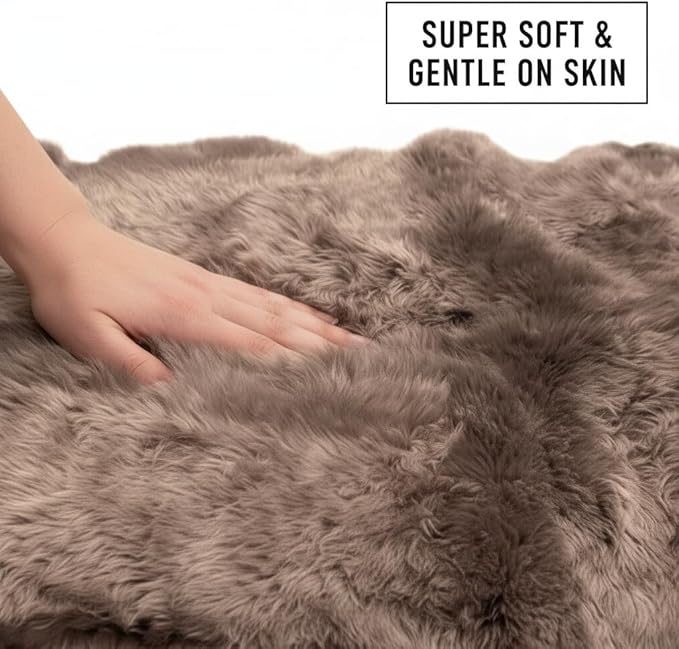 Premium Buff Tan Sheepskin Rug Genuine Quad 4x6ft Pelt Fluffy Fur Rug for Living Room