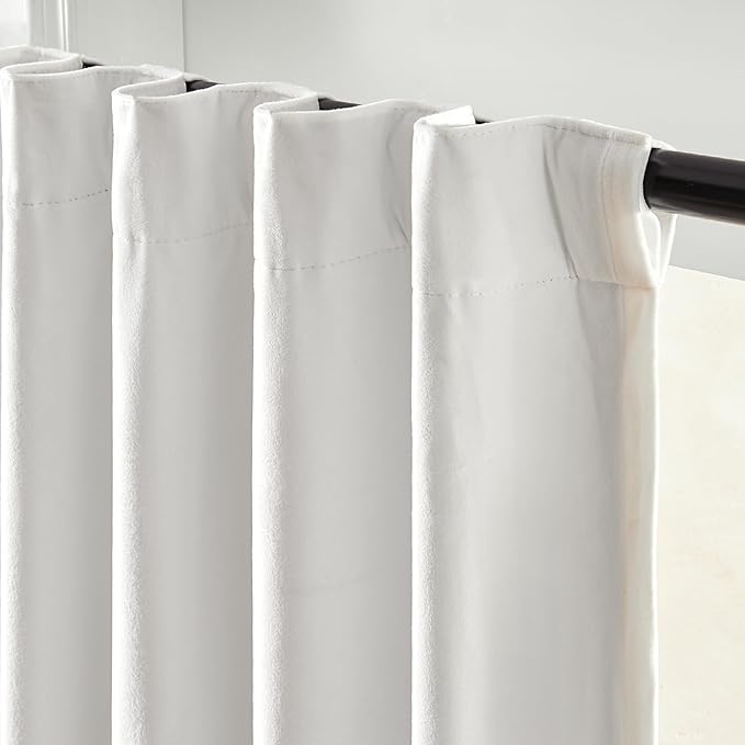 Lazzzy White Blackout Velvet Curtains for Living Room Bedroom 96 Inch Long Insulated Lined Drapes Rod Pocket Modern Window Treatments 2 Panels Set