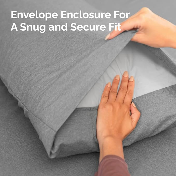 King Pillow Cases Set of 8 - Ultra Soft Hotel Quality Pillowcase Covers - Comfy & Wrinkle Free - Shrink, Stain and Fade Resistant - Machine Washable Pillow Protectors - 8 Piece Set - Heathered Grey