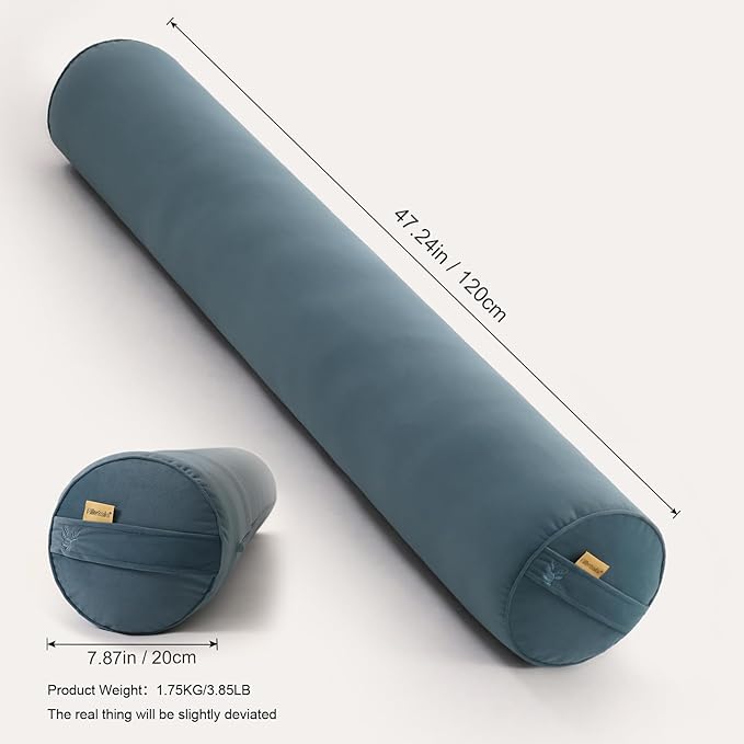 Long Round Body Pillow for Adults – Bolster Pillow for Bed, Cervical Roll Pillow, Firm Support for Sleeping,47.24 x 7.87 Inches,Slate Blue