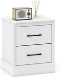 Giantex Modern Nightstand, Wood Bedside Table with 2 Storage Drawers, Compact Floor Night Stand End Table, White Accent Sofa Side Table for Bedroom