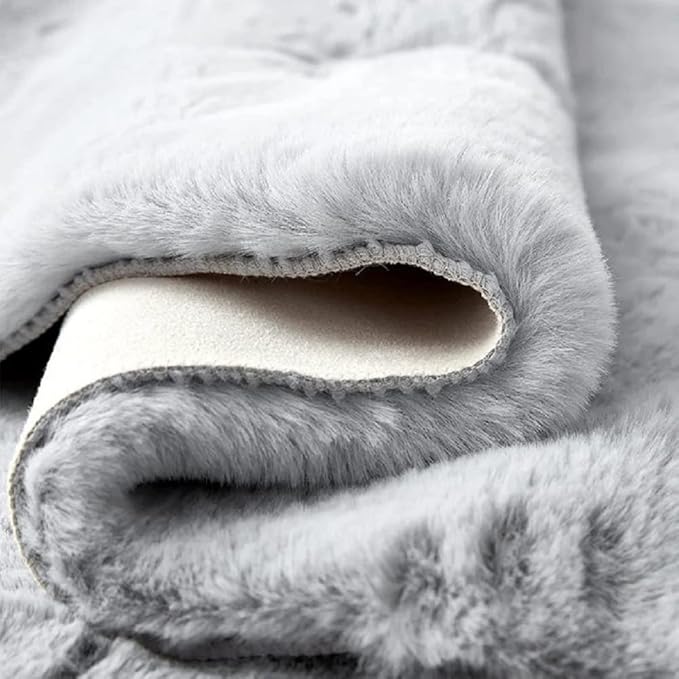 Faux Fur Rug 6x9 Plush Washable Area Rugs for Bedroom Fluffy Rabbit Fur Rug for Living Room Light Grey Rugs Teen Room Home Decor Rectangle