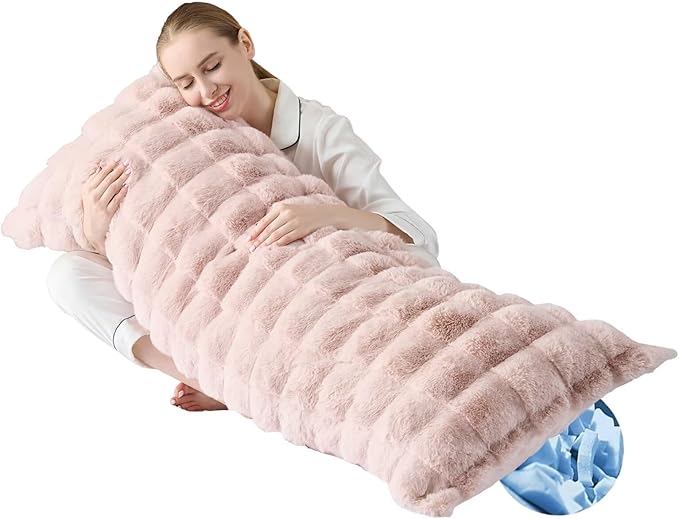 Full Body Pillow 20x54 Inch,Memory Foam Pregnancy Pillow for Side Sleepers,Orthopedic Back Support Maternity Pillow for Women (with Removable Cover)-Pink Chocolate