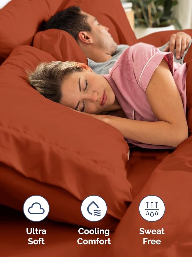 Extra Deep Cal King Sheet Set - 6 Piece Breathable and Cooling Sheets - Hotel Luxury Bed Sheets Set - Easy Fit - Soft, Wrinkle Free and Comfy Sheets Set - Terracotta Sheet Set with Extra Deep Pockets