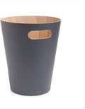 Umbra Woodrow 2-Gallon Modern Wooden Trash Can Wastebasket, Attractive Bin for Garbage or Recycling, Suitable for Home or Office, Dark Grey/Natural