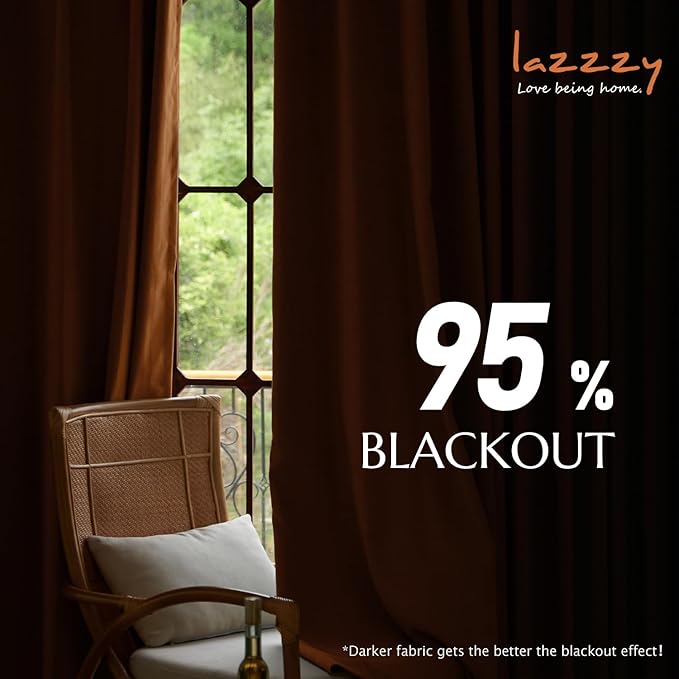 Lazzzy Burnt Orange Velvet Blackout Curtains 90 Inches Long Thermal Insulated Room Darkening Curtain Drapes Luxury Back Tab Window Treatments for Bedroom Living Room 2 Panels, 52 x 90 Inch, Caramel