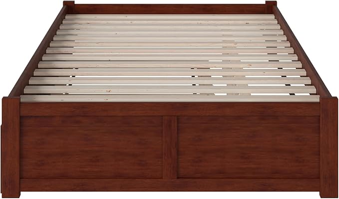 AFI Concord Queen Size Platform Bed with Footboard & Twin XL Trundle in Walnut