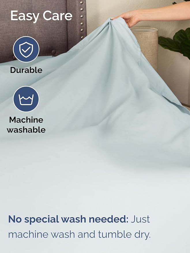 Extra Deep Split King Sheet Set - 7 Piece Breathable and Cooling Sheets - Hotel Luxury Bed Sheets Set - Easy Fit - Soft, Wrinkle Free and Comfy Sheets Set - Ice Blue Sheet Set with Extra Deep Pockets