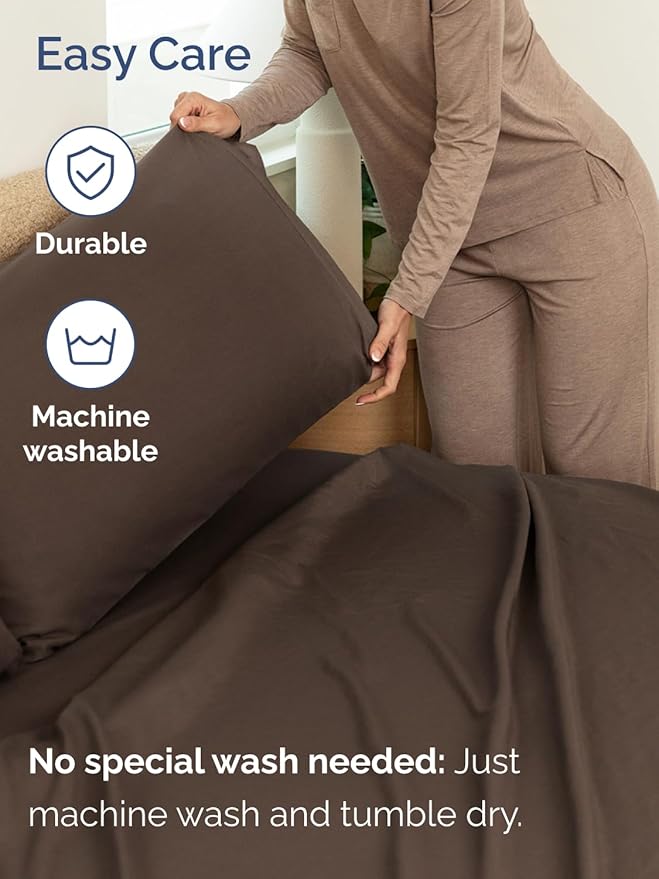 Extra Deep Twin XL Sheet Set - 4 Piece Breathable & Cooling Sheets - Hotel Luxury Bed Sheets Set - Easy & Secure Fit - Soft, Wrinkle Free & Comfy Sheets Set - Brown Sheet Set with Extra Deep Pockets