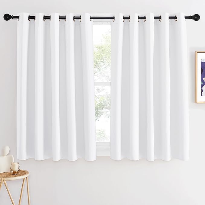 NICETOWN Room Darkening White Curtain for Bedroom - Window Treatment Thermal Curtain Grommet Light Blocking Sound Reducing Drape Privacy for Cafe/Kitchen (1 Panel, W66 x L54)