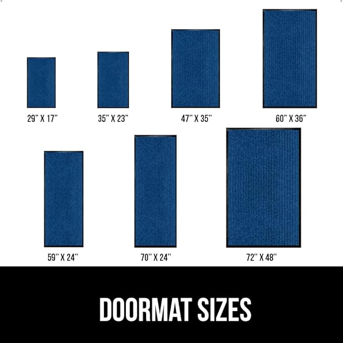 GORILLA GRIP Waterproof Traffic Guard Door Mat, 60x36, Heavy Duty Entryway Mats, Strong Rubber Back Commercial Utility Rugs for Office Hallway, Garage Floor and Home, Low Profile Carpet Runner, Blue