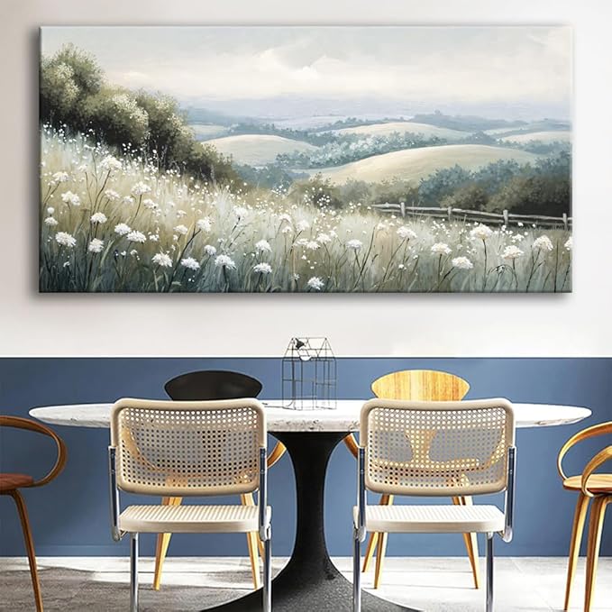 Sea of Flowers Canvas Wall Art - Modern landscape Paintings for Living Room, Bedroom Wall Decor, Framed Wall Art for Home or Office Decoration, Large Wall Art 75x150cm(30x60in)