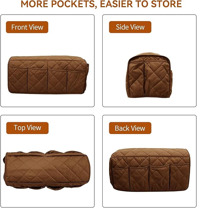 MEHIDFY Armchair Caddy Remote Control Holder for Couch Recliner Armrest Organizer Non Slip Couch Arm Covers for Sofa with 14 Pockets Storage for Magazine, Tablet, Phone, iPad (Brown 2pcs)