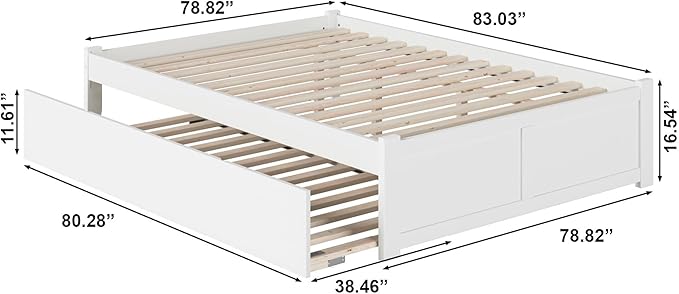 AFI Concord King Size Platform Bed with Footboard & Twin XL Trundle in White