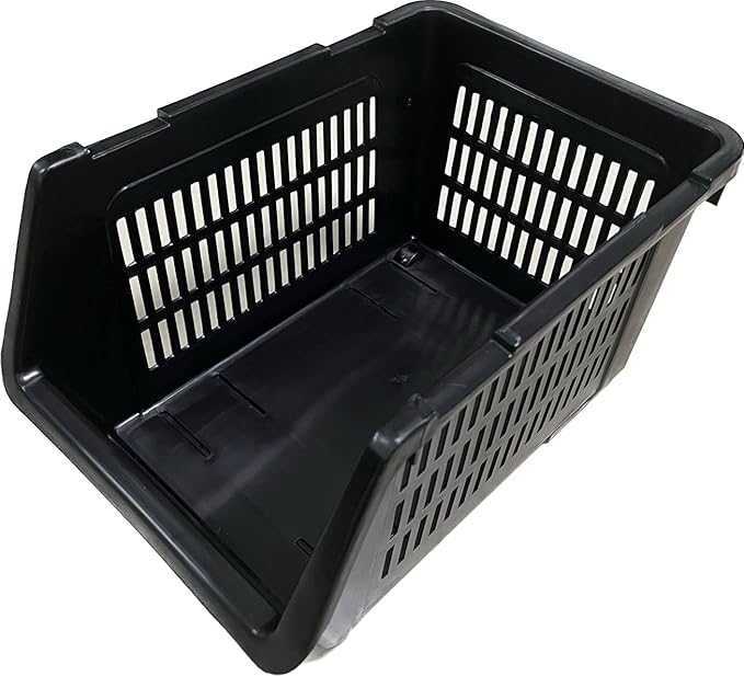 Skywin TidyFriend Stackable Storage Bins for Pantry - 4 Pack Large Stackable Bins for Organizing Food, Kitchen, and Bathroom Essentials (Black)