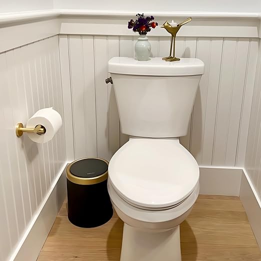 URALFA Automatic Motion Sensor Bathroom Trash Can with Lid, Touchless Trash Bin, Smart Dog Proof Garbage Can, Small Waste Basket for Toilet, Office, Bedroom, 2.8 Gallon, Dark Grey