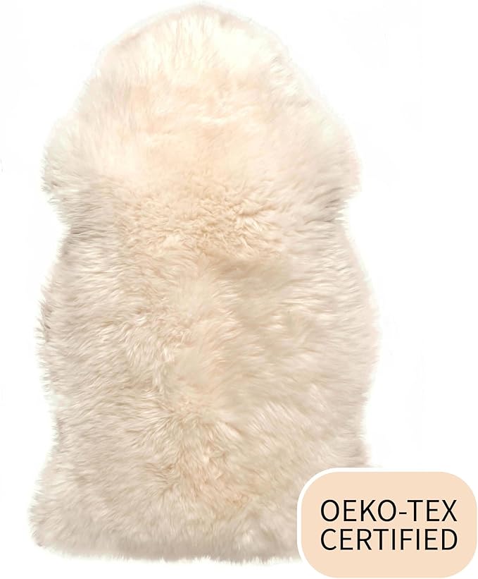 Premium Cream/Champagne Sheepskin Rug - Sheep Rugs - Soft Fluffy Real Sheepskin Fur - 2ft x 3ft Sheep Skin Chair Throw