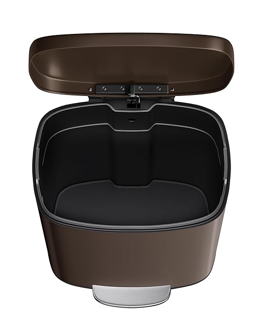 GarveeHome 13 Gal & 2.6 Gal Trash Can Combo Set, Kitchen Trash Can and Bathroom Trash Bin with Lid, Step-On Rustproof Garbage Bin with Inner Bucket, Brown