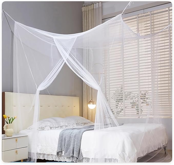 Mengersi Mosquito Net for Bed Canopy,One Side Opening Canopy Netting Bed Drapes for Camping Home Outdoor Travel Dormitory,Queen