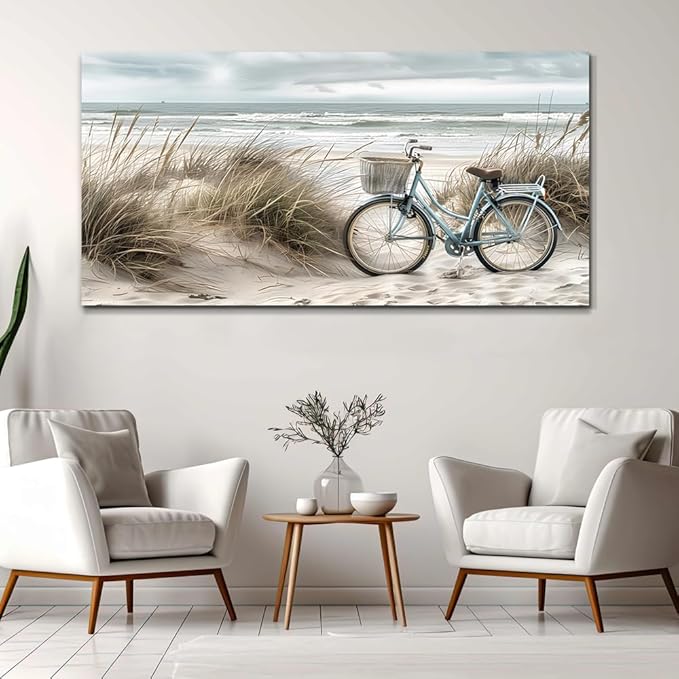 ERQINHUA Large Wall Canvas Picture Aesthetics Painting With Printed Wall Art For Restaurant Marine Beach Landscape Painting Wall Decor For Office Living Room Bedroom Home Decoration 30 X 60 Inches