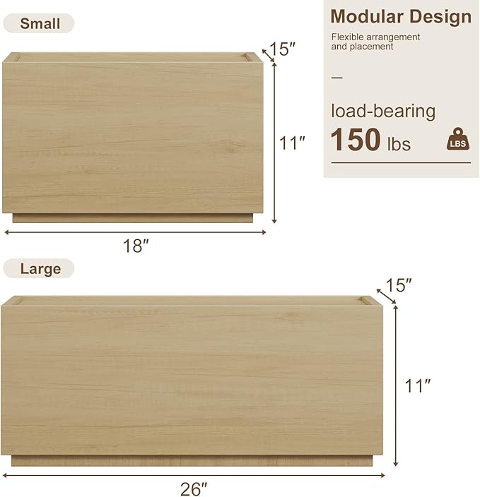 Stackable Storage Drawers, Wooden Drawer Storage Organizer, Modern Nightstands with Wooden Drawers, Small Storage Cabinet, Modular Design, Available in 2 Sizes for Versatile Use Oak Large