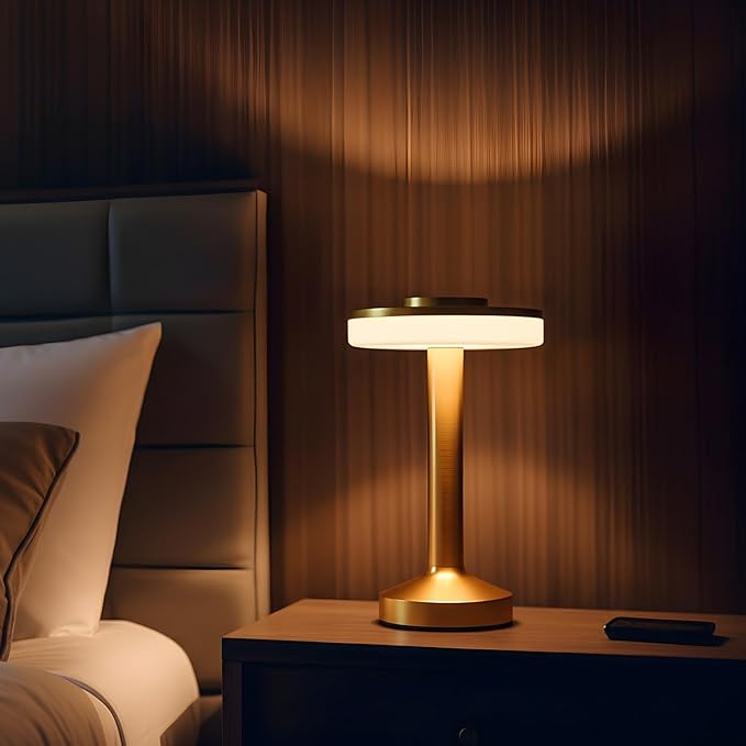 VIHOSE Cordless Table Lamps LED Portable Rechargeable Table Lamp with Touch Sensor 3 Color Dimming up to 15 Hours Battery Desk Light for Restaurant Nursery Living Room(Gold,8 Pcs)