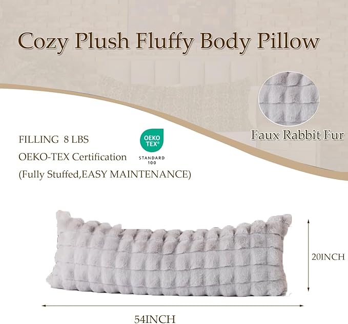 Full Body Pillow 20x54 Inch,Memory Foam Pregnancy Pillow for Side Sleepers,Orthopedic Back Support Maternity Pillow for Women (with Removable Cover)-Grey