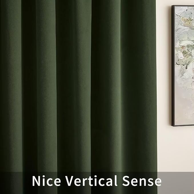 Joydeco Green Velvet Curtains 84 inch Length 2 Panels, Luxury Blackout Rod Pocket Thermal Insulated Window Curtains, Super Soft Room Darkening Drapes for Living Room Bedroom,W52 x L84 inches