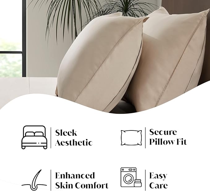 Luxury Bamboo Market | King Size Bed Sheet Set | 100% Viscose Made from Bamboo | Organically Grown | Ultra Soft | Cooling Sheets for Hot Sleepers | 17" Deep Pocket [Dune]