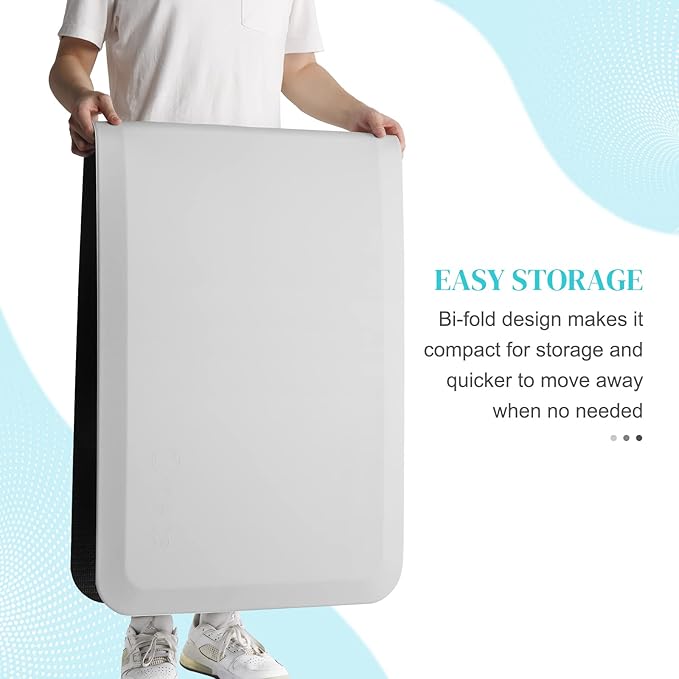 Bi-Fold Fall Mats for Elderly Senior Handicap Fall Prevention Pad, Bedside Safety Floor Mat, Bed Falling Protection, Non Slip, Beveled Edge, Anti Fatigue