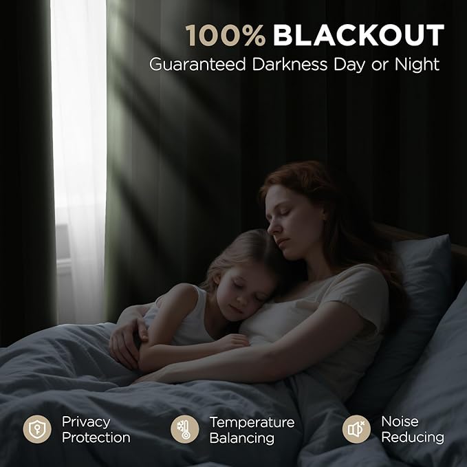 Joydeco Olive Green 100% Blackout Curtains 120 Inch 2 Panels, Luxury Thermal Green Velvet Curtains for Bedroom Living Room, Soundproof Blackout Window Drapes, Rod Pocket & Back Tab (52W x 120L)