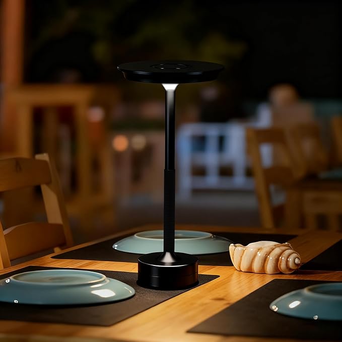 2 Pack Cordless Table Lamp Rechargeable, Portable Battery Powered USB Desk Lamp, 3 Color Dimming LED Table Light with Touch Control, for Bedroom/Restaurant/Office/Outdoor(Black)